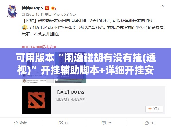 可用版本“闲逸碰胡有没有挂(透视)	”开挂辅助脚本+详细开挂安装教程